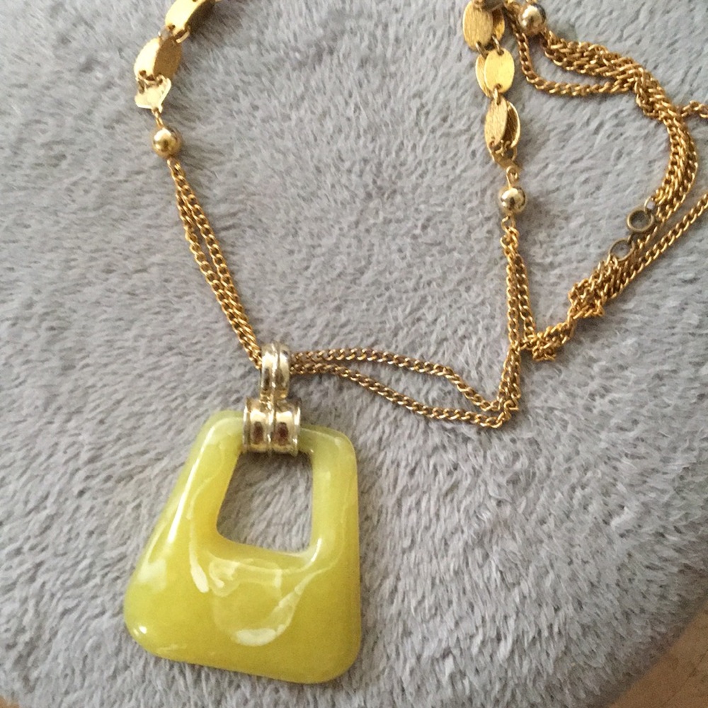 Yellow trapezoid double chain necklace